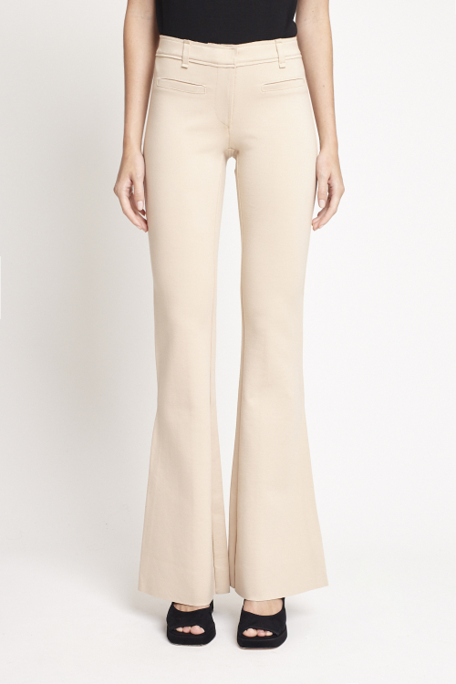 Calça Malha Dupla Perna Alongada Bolsos Alfaiataria