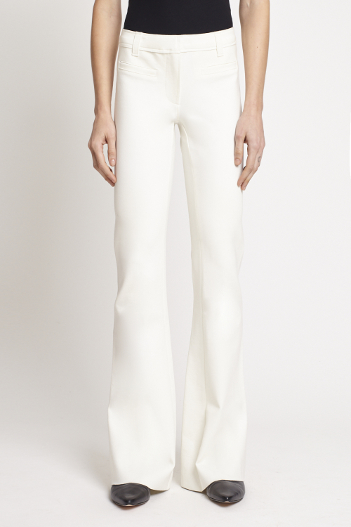 Calça Malha Dupla Perna Alongada Bolsos Alfaiataria