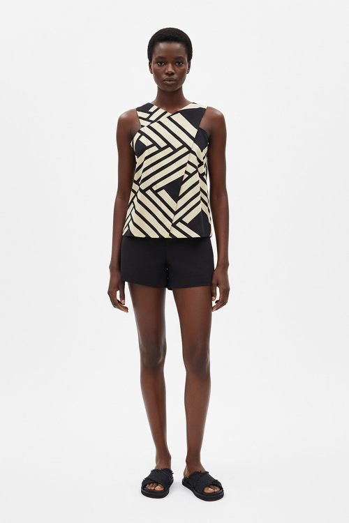 Blusa Jersey Est Grafismo De Palha Decote Cruzado