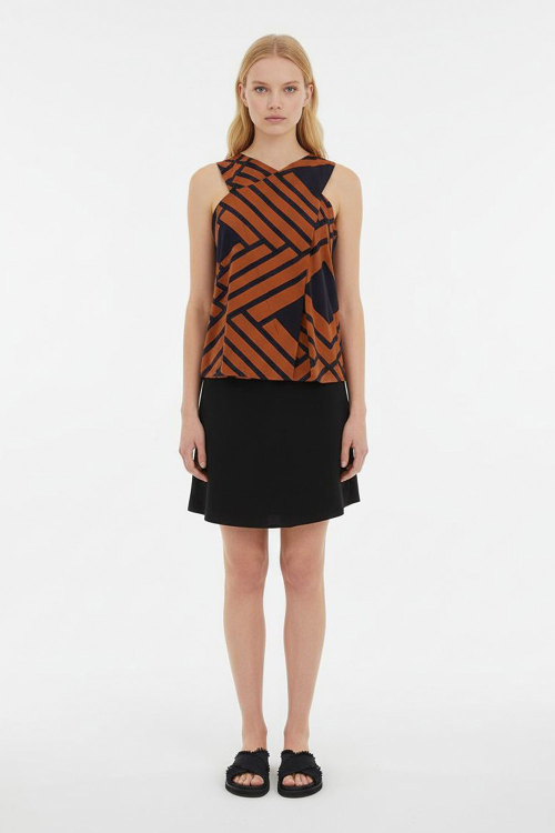 Blusa Jersey Est Grafismo De Palha Decote Cruzado