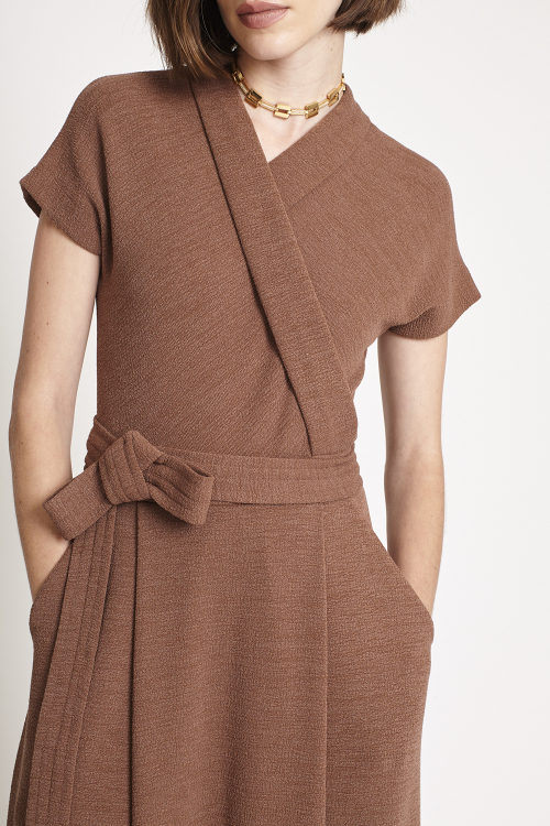Vestido Malha Dupla Bouclê Midi