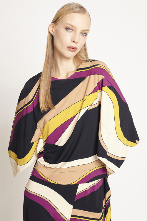 Blusa Jersey Sem Cava Estampa Ondas