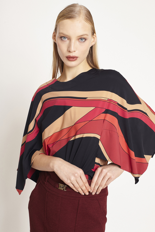 Blusa Jersey Sem Cava Estampa Ondas