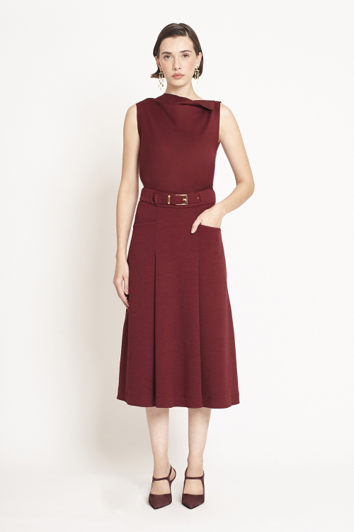 Saia Boucle Com Cinto Largo