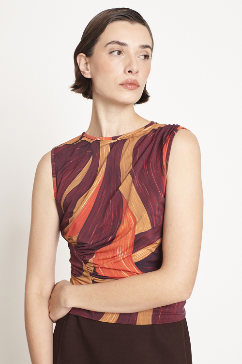 Blusa Jersey Est Pintura Drapeado Lateral
