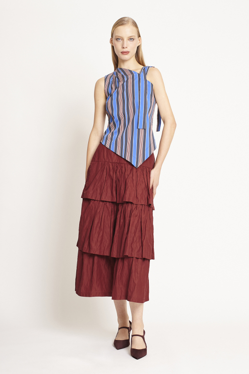 Blusa Tricoline Franzido Ombro