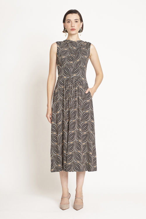 Vestido Jersey Est Panton Ombro Drapeado