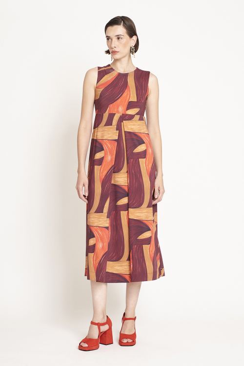 Vestido Jersey Est Pintura Dobradura