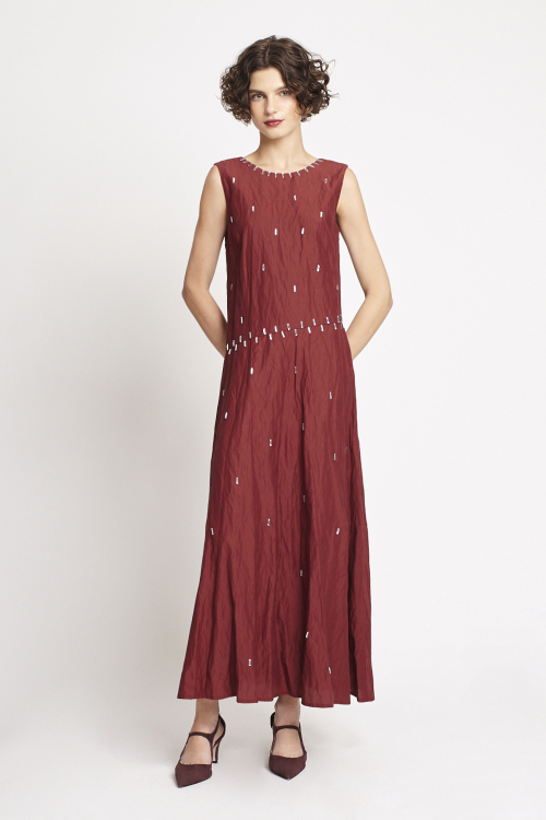 Vestido Viscose Metal Bordado