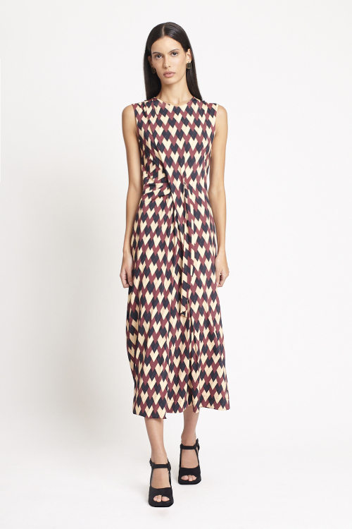 Vestido Jersey Estampa Tressê