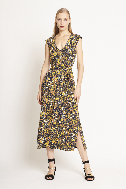 Vestido Jersey Estampa Festival Midi