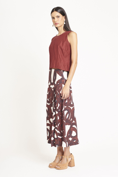 Saia Linho Estampa Círculo Mágico