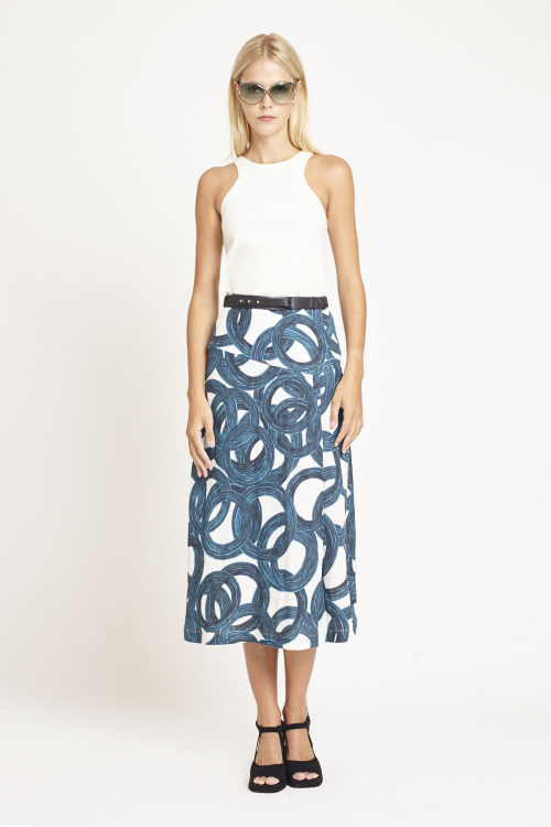 Saia Linho Estampa Círculo Mágico