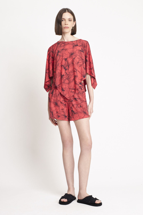 Blusa Jersey Estampa Campo Florido