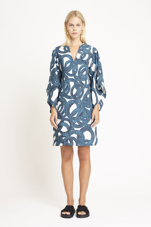 Vestido Linho Estampa Círculo Mágico 