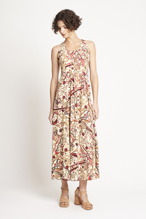 Vestido Jersey Estampa Parque Sem Manga