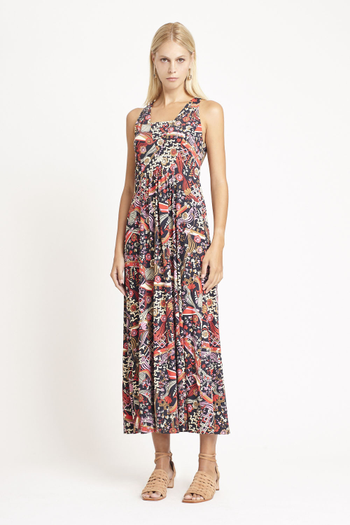 Vestido Jersey Estampa Parque Sem Manga