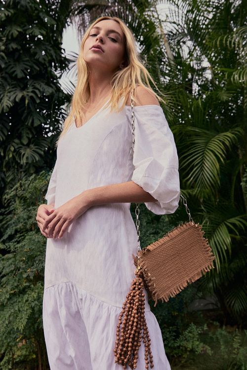 vestido viscose metal ombros a mostra