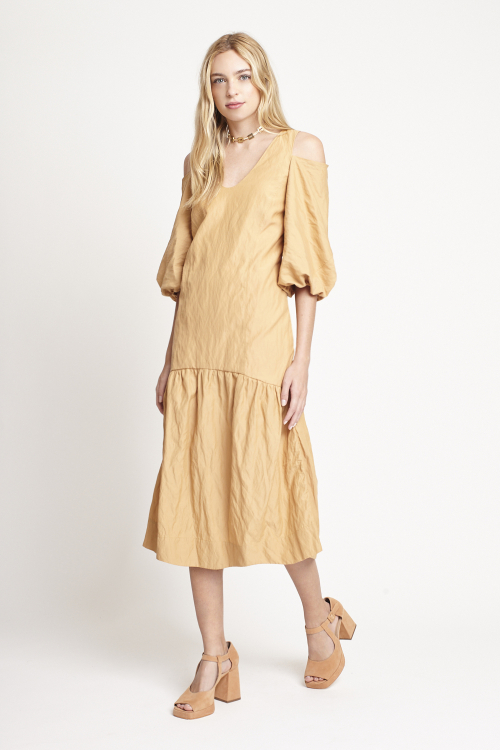 Vestido Viscose Metal Ombros A Mostra