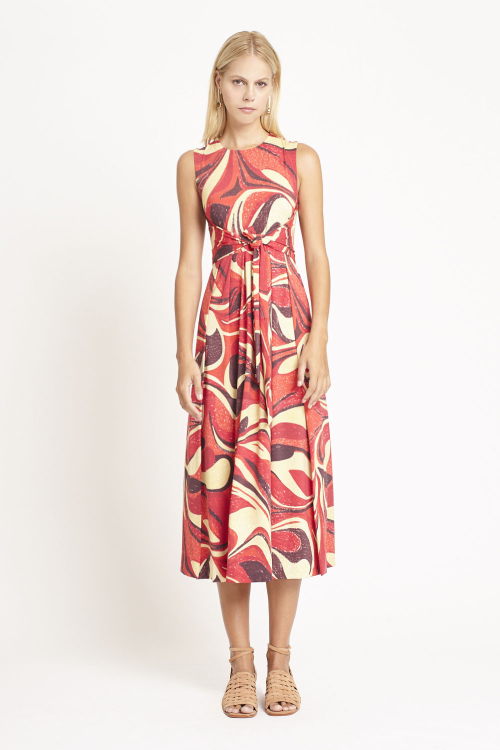 Vestido Jersey Estampa Psicodélica Amarração