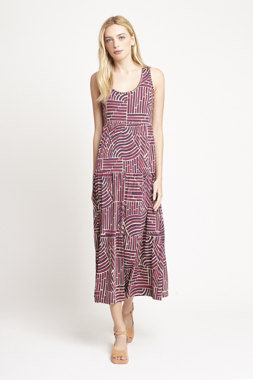 Vestido Jersey Babados Estampa Passeio